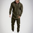 thumbnail image 1 of Wancir Men's Fleece Lined Hooded Jumpsuit Zip Up One Piece Pajamas Playsuit Jogger Sweatsuit Overall Romper, 1 of 6