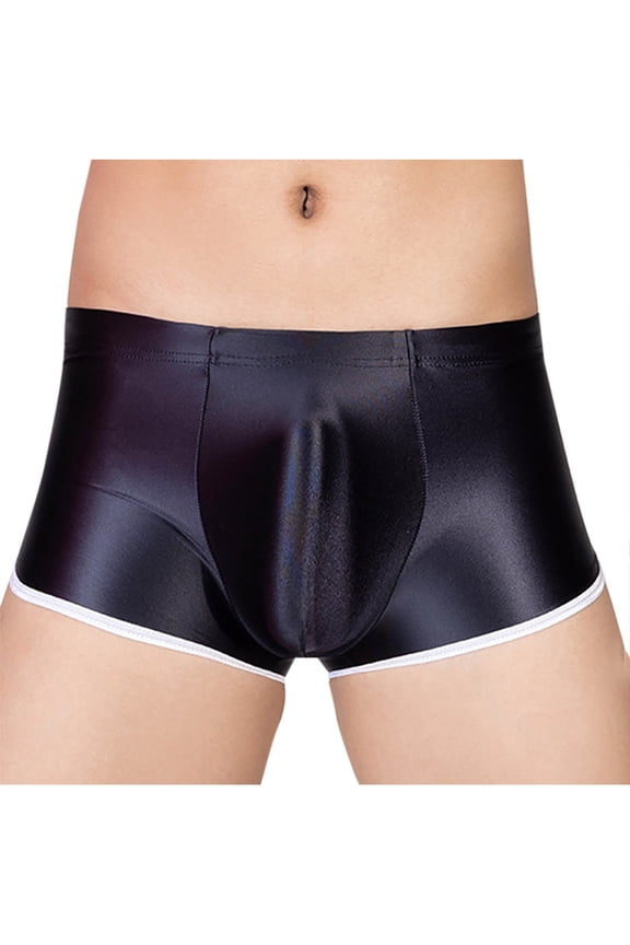 Wancir Men's Holographic Shiny Metallic Boxer Briefs Low Rise Wide Waistband Athletic Rave Bikini Undershorts
