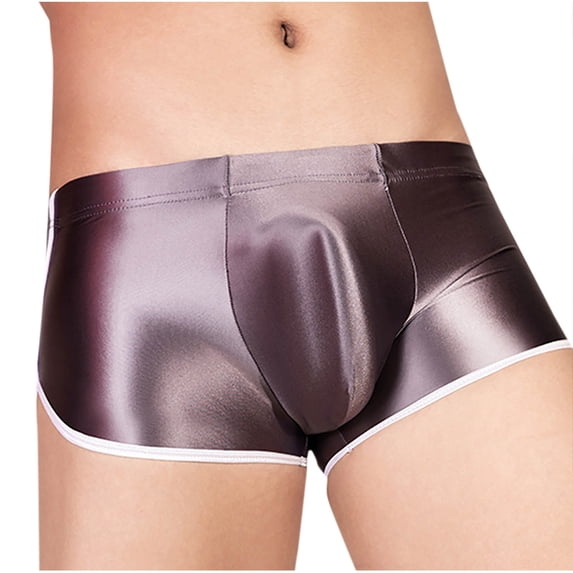 Wancir Men's Holographic Shiny Metallic Boxer Briefs Low Rise Wide Waistband Athletic Rave Bikini Undershorts