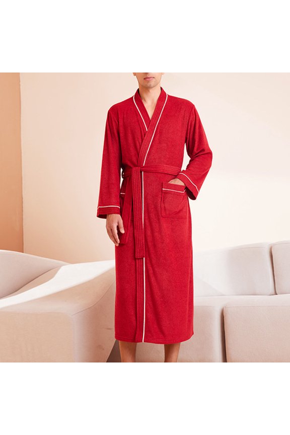 Wancir Men's Hooded Classic Bathrobe Turkish Cotton Robe with Full Length Options