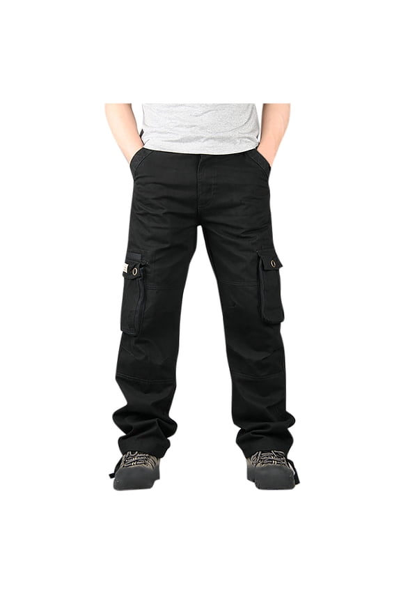 Wancir Men's Hook And Loop Fastener Fallow Elasticated Waist Lace-up Multi-pocket Strap Leg Cargo Sweatpants