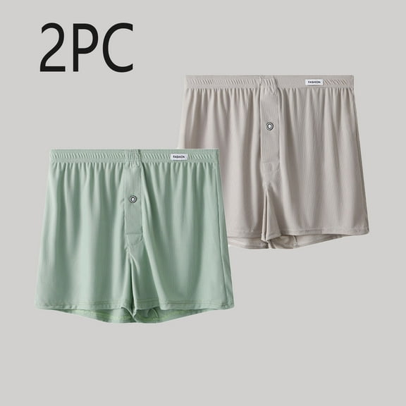 Wancir Men's Ice Silk Boxer Shorts Solid Color Loose Fit with Button Fly & Breathable Fabric
