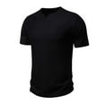 thumbnail image 1 of Wancir Men's Notch T-Shirt, Soft Cotton Short Sleeve Slim Fit Basic Split V Neck T Shirts for Men, 1 of 8
