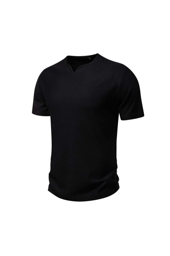 Wancir Men's Notch T-Shirt, Soft Cotton Short Sleeve Slim Fit Basic Split V Neck T Shirts for Men