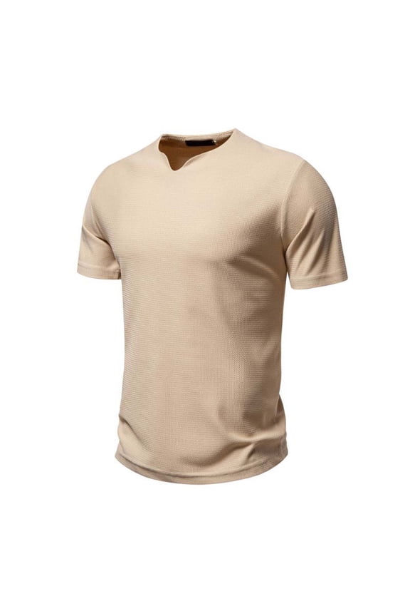 Wancir Men's Notch T-Shirt, Soft Cotton Short Sleeve Slim Fit Basic Split V Neck T Shirts for Men