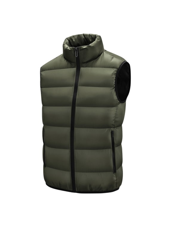 Wancir Men's Outerwear Vests Winter Puffer Standing Collar Down Cotton Slim Fitting Vest For Casual Outdoor, L-5XL