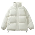 thumbnail image 1 of Wancir Men's Puffer Jacket Thickened Winter Coat Warm Stand Collar Color Block Zip Up Jacket Ski Bubble Coat, 1 of 1