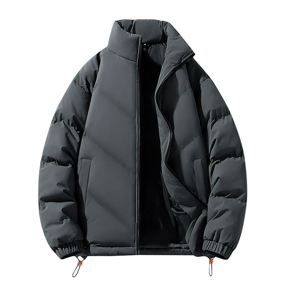 Wancir Men's Puffer Jacket Thickened Winter Coat Warm Stand Collar Color Block Zip Up Jacket Ski Bubble Coat