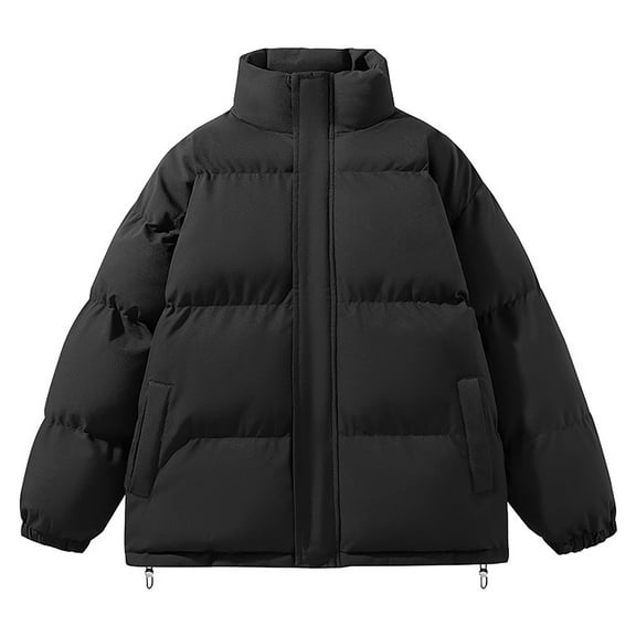 Wancir Men's Puffer Jacket Thickened Winter Coat Warm Stand Collar Color Block Zip Up Jacket Ski Bubble Coat