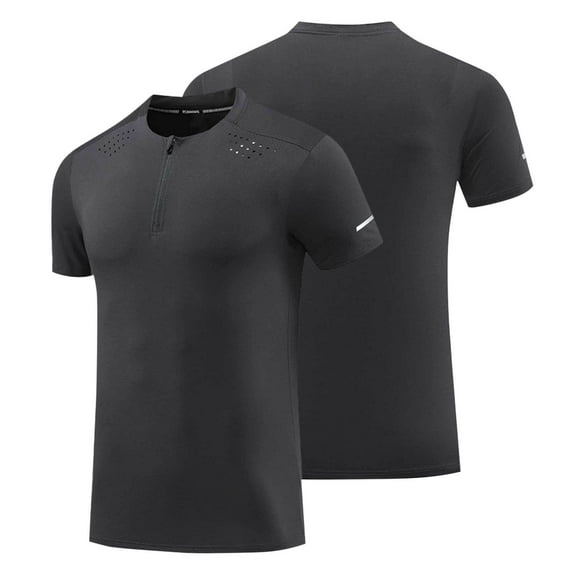 Wancir Men's Quarter Zip Athletic Tops Crew Neck Breathable T Shirt Quick Dry Short Sleeve Tee Shirt Summer Workout Shirts