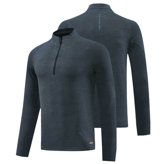Wancir Men's Quarter Zip Pullover Sweats Long Sleeve Active Performance Shirt Athletic Quick Dry Tops
