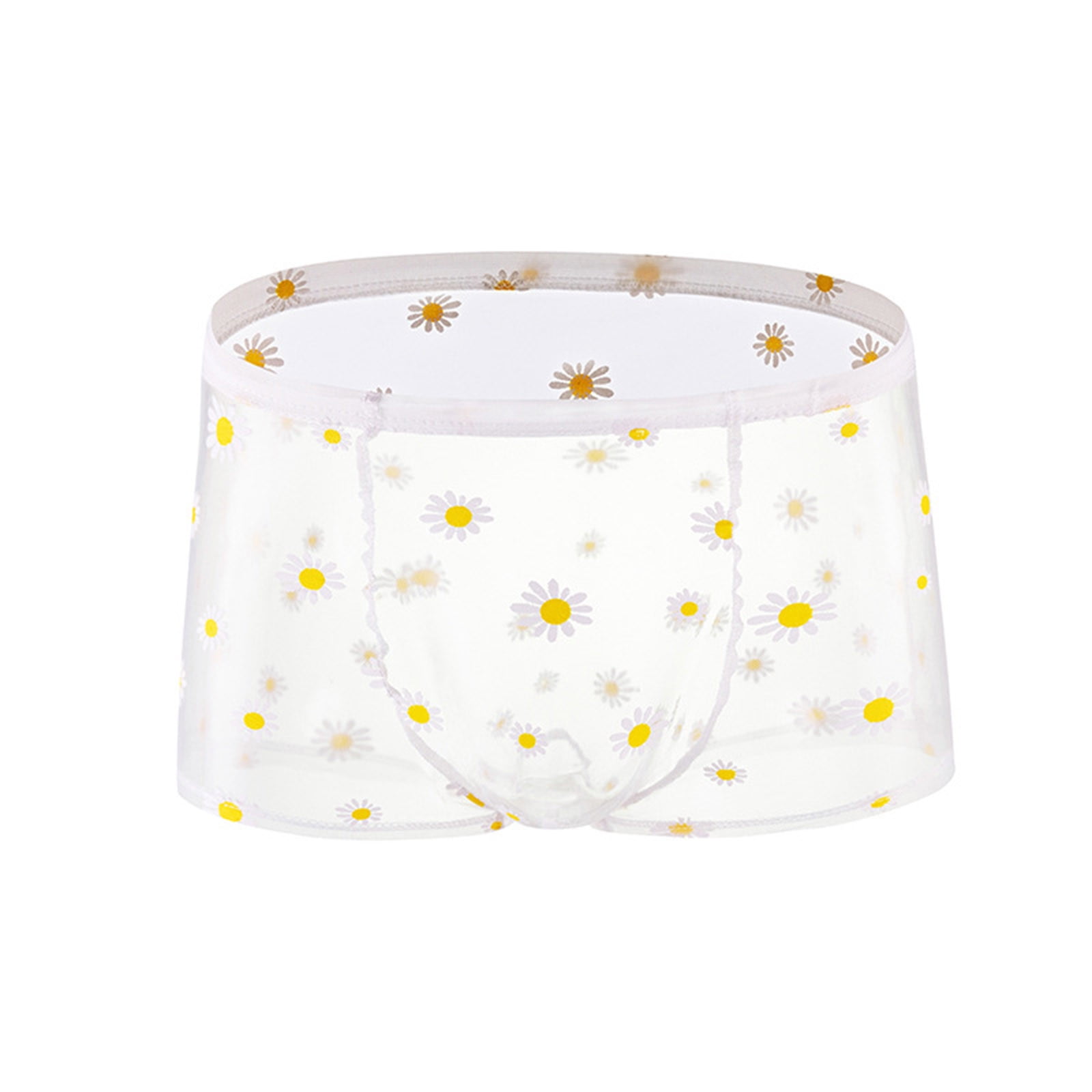 Wancir Men's Sheer Boxer Briefs Floral Daisy Print with Breathable Mesh ...