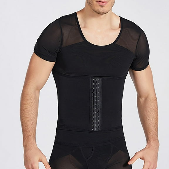Wancir Men's Sheer Compression Shirt Short Sleeve Muscle Support & Breathable for Gym/Daily Wear