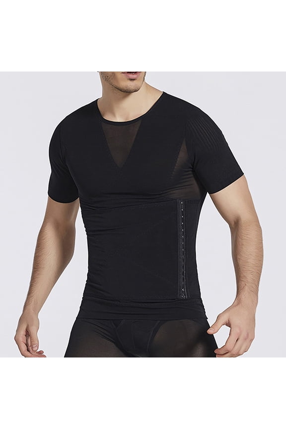 Wancir Men's Sheer Compression Shirt Short Sleeve Muscle Support & Breathable for Gym/Daily Wear