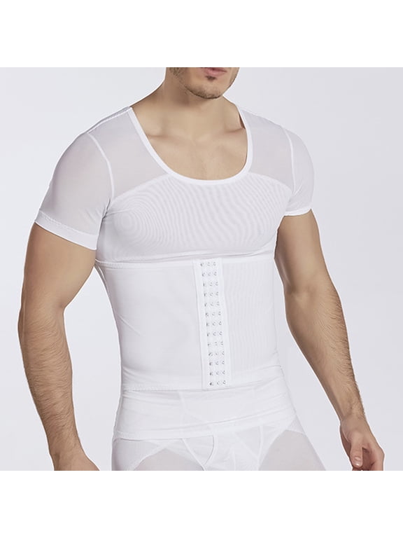 Wancir Men's Sheer Compression Shirt Short Sleeve Muscle Support & Breathable for Gym/Daily Wear
