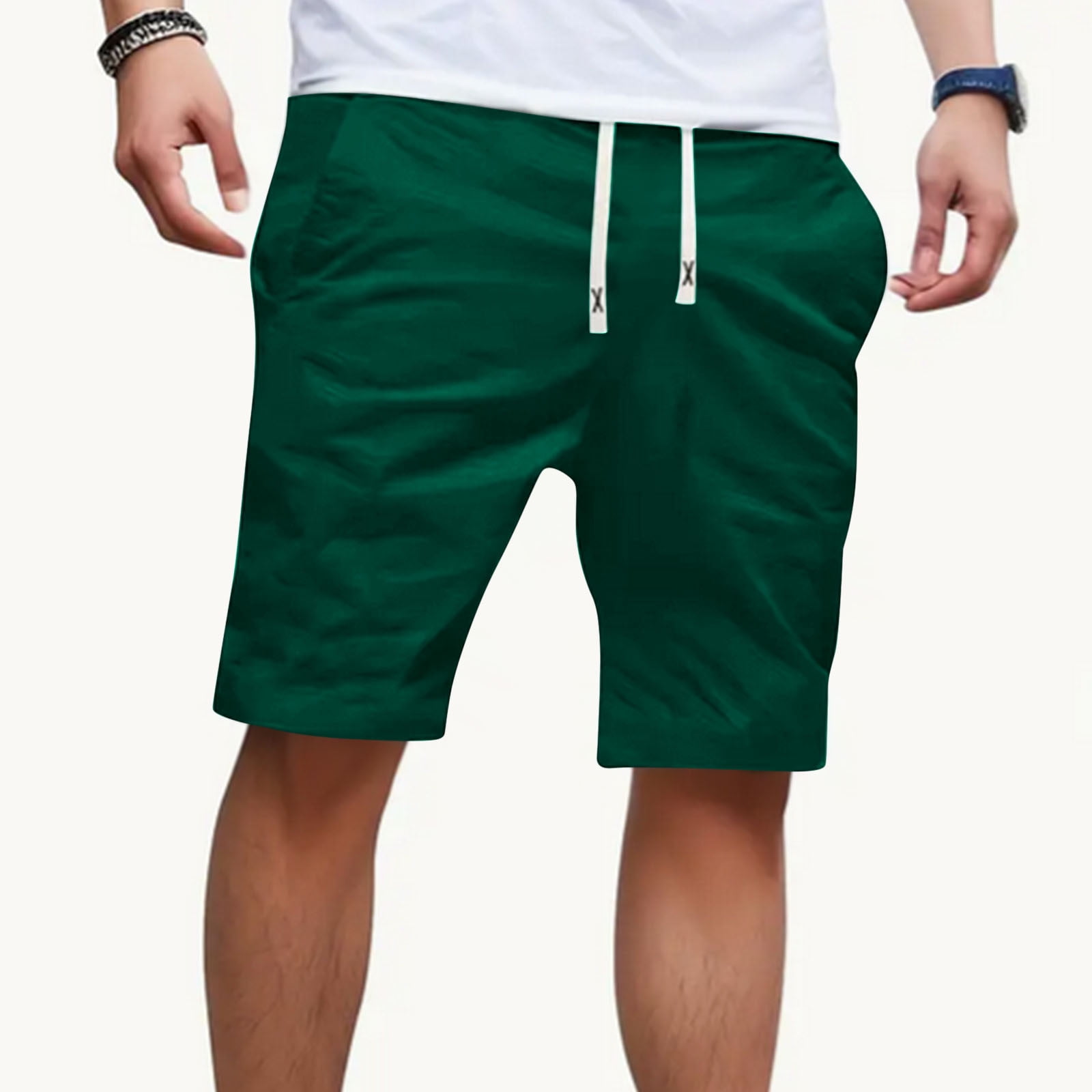 Wancir Men s Shorts Elastic Waist Athletic Sweat Shorts with Zipper Pockets Walmart