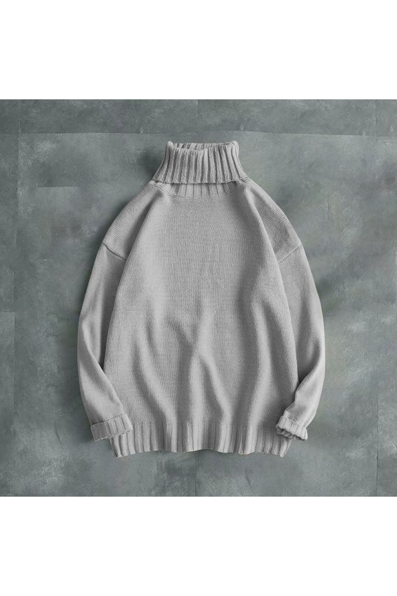 Wancir Men's Slim Fit Turtleneck Sweater Casual Knitted Twisted Pullover Solid Sweaters