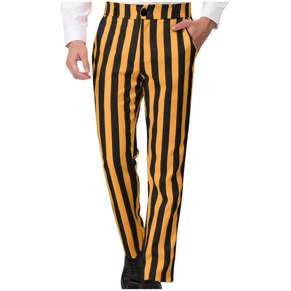 Wancir Men's Striped Dress Pants Straight Fit Color Block Business Stripe Trousers