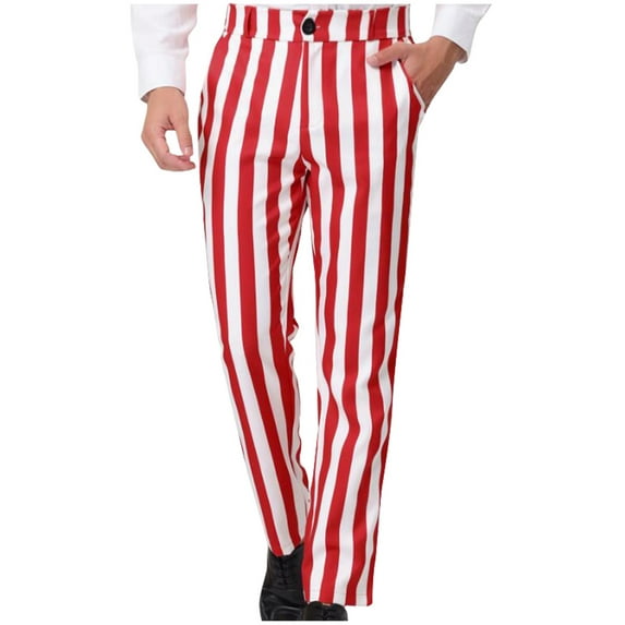 Wancir Men's Striped Dress Pants Straight Fit Color Block Business Stripe Trousers