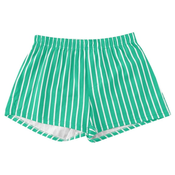 Wancir Men's Striped Shorts Ruffle Hem Mini Shorts Elastic High Waisted Straight Leg Summer Beach Shorts Y2k Streetwear