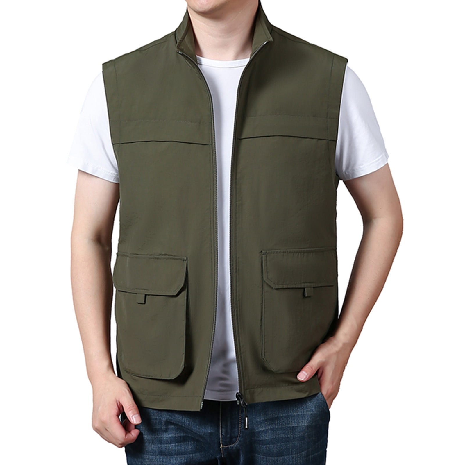 Wancir Men's Summer Cargo Utility Vest Multi Pockets Sleeveless