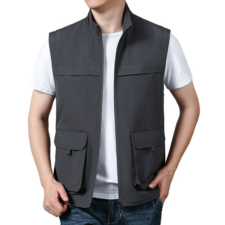 Wancir Men's Summer Cargo Utility Vest Multi Pockets Sleeveless