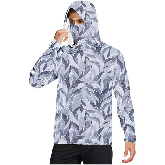 Wancir Men's Sun Protection Shirts with Mask UV SPF UPF 50+ Long Sleeve Rash Guard Fishing Running Quick Dry Lightweight
