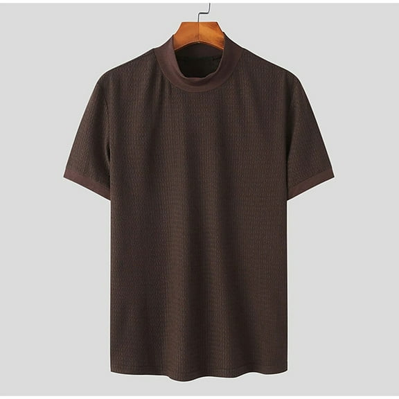 Wancir Men's T-Shirts Casual Knit Short Sleeve Crewneck Honeycomb Waffle Solid Knitted Pullover Tees