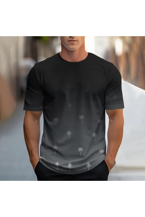 Wancir Men's T Shirts Plant Graphic Shirt Tops Summer Fashion Round Neck Short Sleeve Tropical Printed Casual Tees