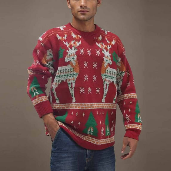 Wancir Men's Vintage Striped Sweater Oversized Knitted Pullover Crewneck Long Sleeve Colorblock Jumper Tops