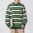 thumbnail image 1 of Wancir Men's Vintage Striped Sweater Oversized Knitted Pullover Crewneck Long Sleeve Colorblock Jumper Tops, 1 of 5