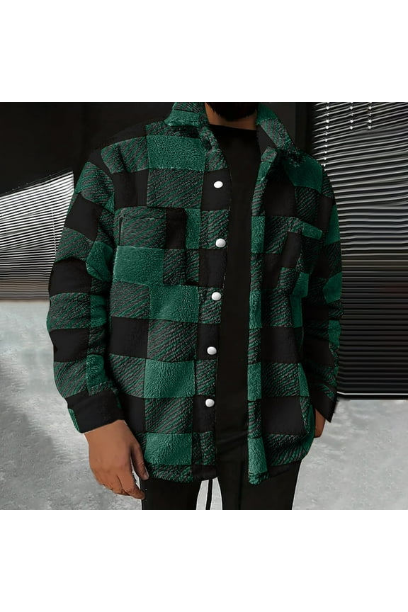 Wancir Men's Warm Sherpa Lined Fleece Plaid Flannel Shirt Jacket(All Sherpa Fleece Lined)
