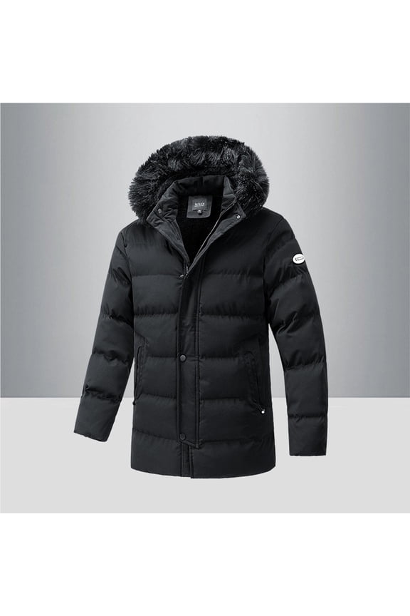 Wancir Men's Winter Thicken Coat Warm Puffer Parka Jacket with Faux Fur Removable Hood