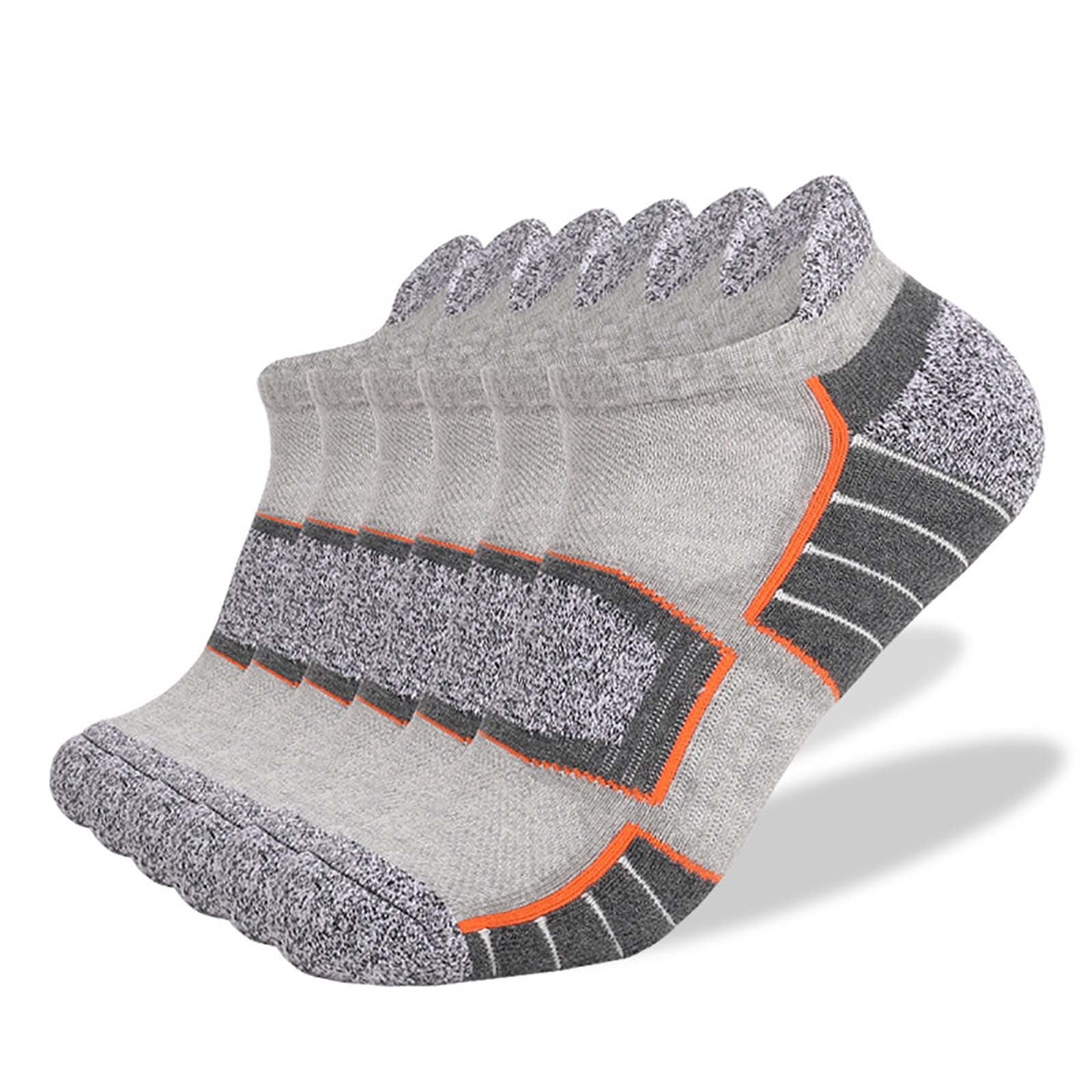 Wancir Mens Ankle Sport Socks 6 Pairs Cotton Cushioned Running Socks Breathable Anti-Blister Low Cut Tab Athletic Socks