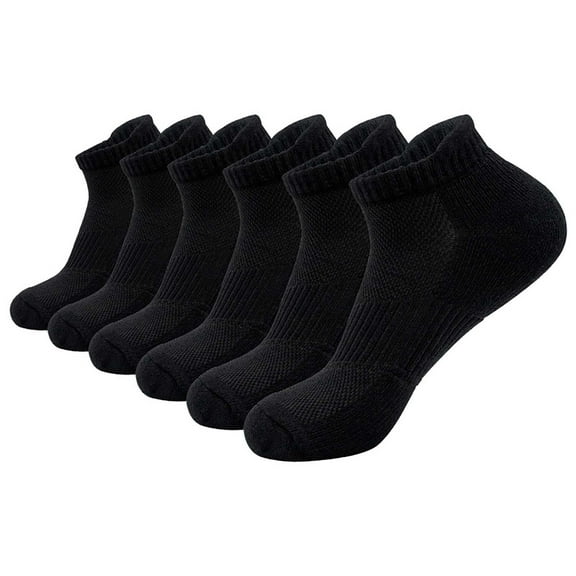 Wancir Mens Ankle Sport Socks 6 Pairs Cotton Cushioned Running Socks Breathable Anti-Blister Low Cut Tab Athletic Socks