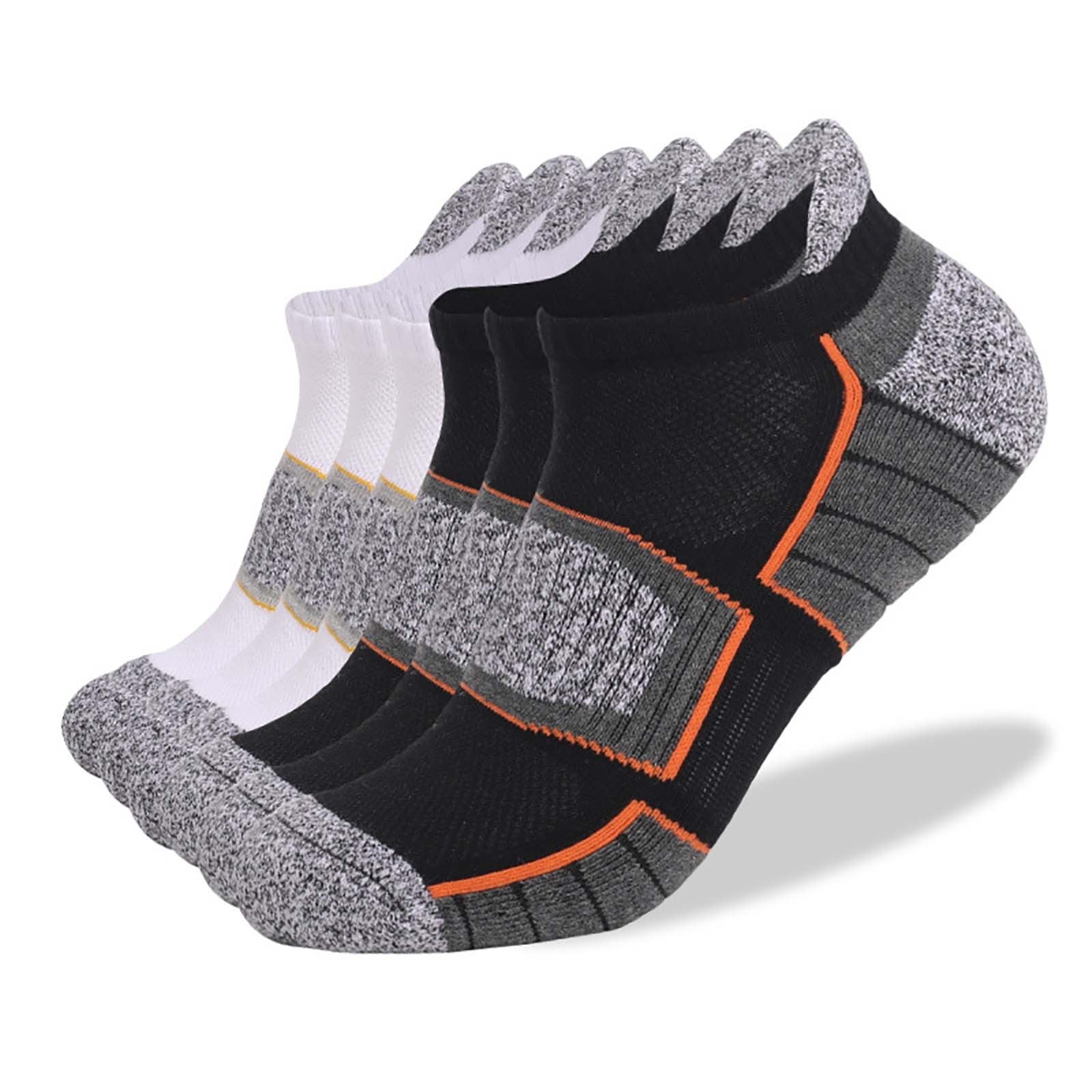 Wancir Mens Ankle Sport Socks 6 Pairs Cotton Cushioned Running Socks Breathable Anti-Blister Low Cut Tab Athletic Socks
