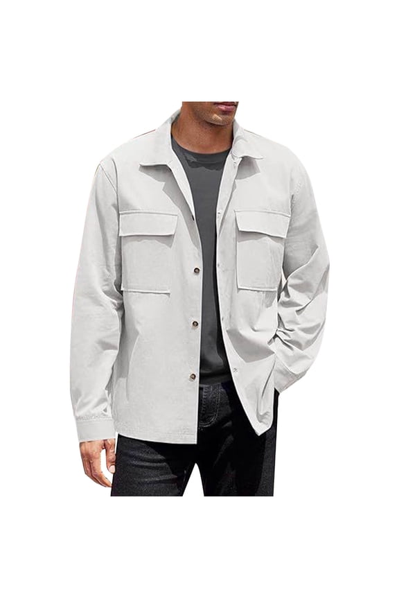 Wancir Mens Button Down Shirt Jacket Casual Cotton Military Shacket Lightweight Outdoor Cargo Jacket Coat