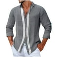 thumbnail image 1 of Wancir Mens Casual Button Down Shirts Long Sleeve Untucked Shirts Regular Fit Linen Shirt Lightweight Shirt Men Tops, 1 of 3