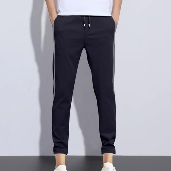 Wancir Mens Casual Pants Elastic Waist Drawstring Chino Pants Cotton Twill Trousers with Pockets