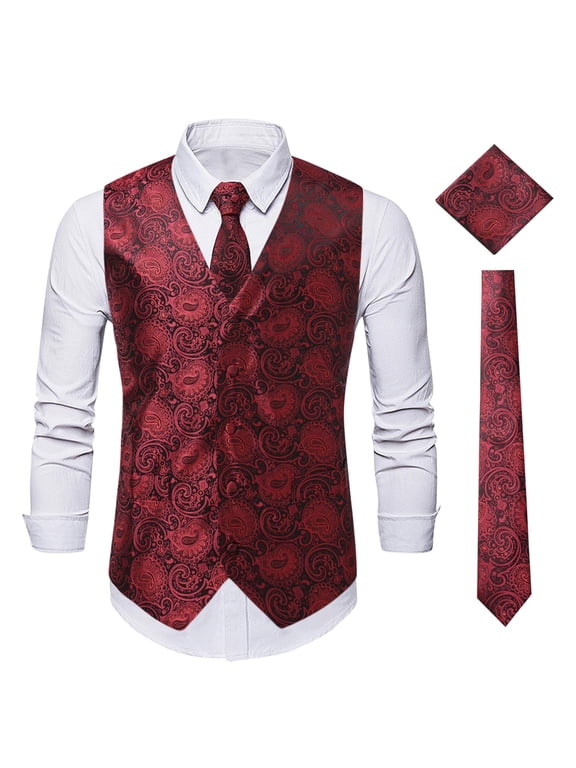 Wancir Mens Formal Suit Vest Striped Casual V-neck Slim Fit Solid Color Waistcoat for Wedding Party Tuxedo