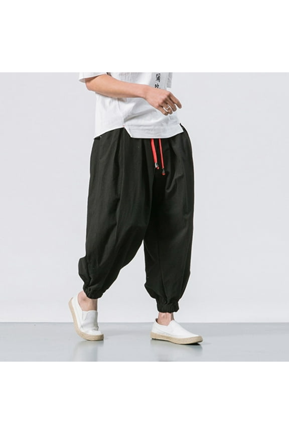 Wancir Mens Harem Pants Loose Fit Elastic Waist Drawstring Aladdin Hippie Trousers