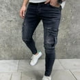 thumbnail image 1 of Wancir Mens Jeans Relaxed Fit,Men's Casual Solid Color Jeans Straight Pants Fashion Trousers,Comfortable Stretch Jeans, 1 of 9