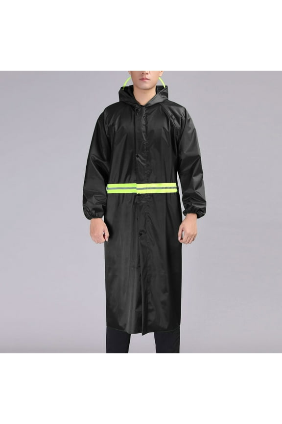 Wancir Mens Long Safety Rain Coats with Reflective Stripes Waterproof Packable Rain Jacket with Hood Reusable