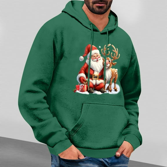 Wancir Mens Santa Claus Funny Sweatshirt Christmas Novelty Fashion Pullover Hoodies
