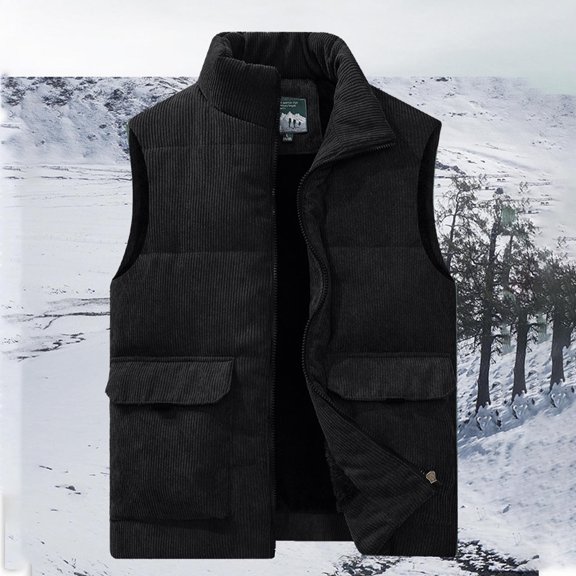 Wancir Mens Sherpa Lined Puffer Vest Corduroy Winter Vests Warm Sleeveless Quilted Fleece Vest Jacket Outerwear
