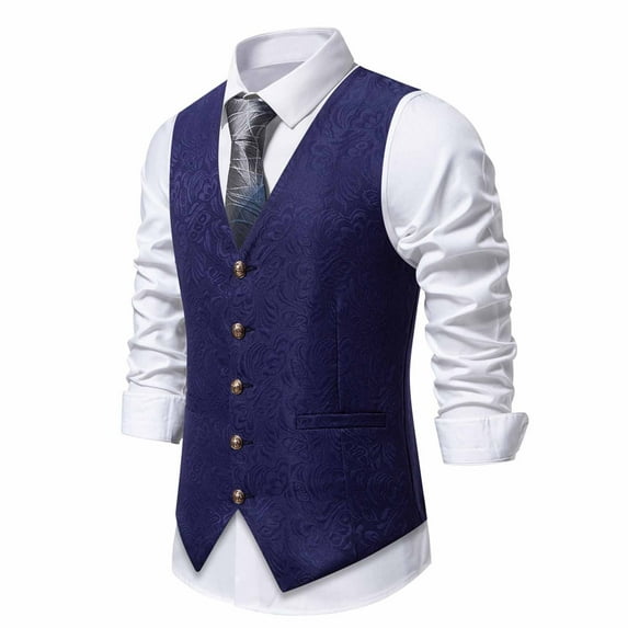 Wancir Mens Shiny Paisley Suit Vest Victorian Steampunk Gothic Waistcoat for Men Wedding Party Suit or Tuxedo