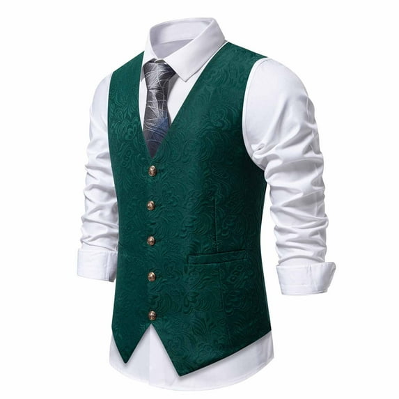 Wancir Mens Shiny Paisley Suit Vest Victorian Steampunk Gothic Waistcoat for Men Wedding Party Suit or Tuxedo