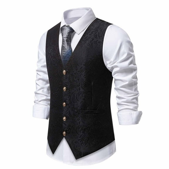 Wancir Mens Shiny Paisley Suit Vest Victorian Steampunk Gothic Waistcoat for Men Wedding Party Suit or Tuxedo