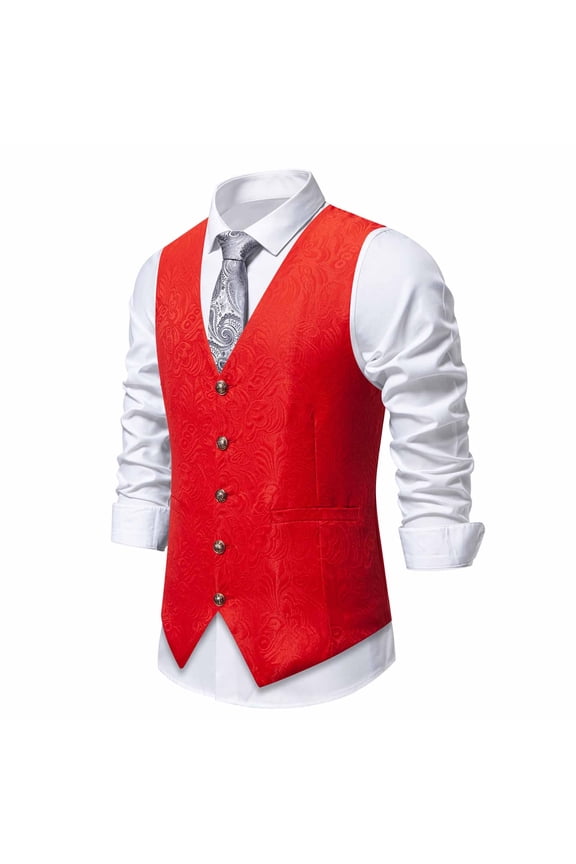 Wancir Mens Shiny Paisley Suit Vest Victorian Steampunk Gothic Waistcoat for Men Wedding Party Suit or Tuxedo