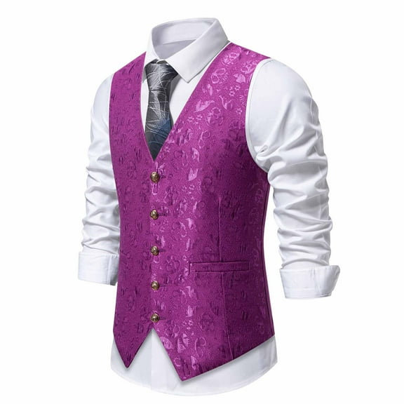 Wancir Mens Shiny Paisley Suit Vest Victorian Steampunk Gothic Waistcoat for Men Wedding Party Suit or Tuxedo